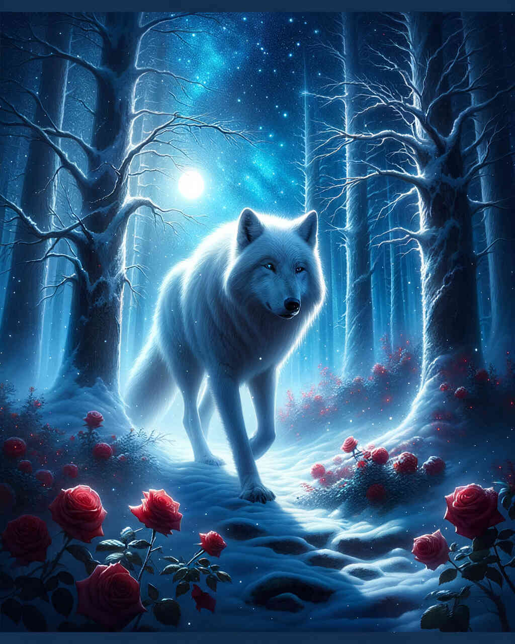 Diamond Painting - Wolf im Nachtwald