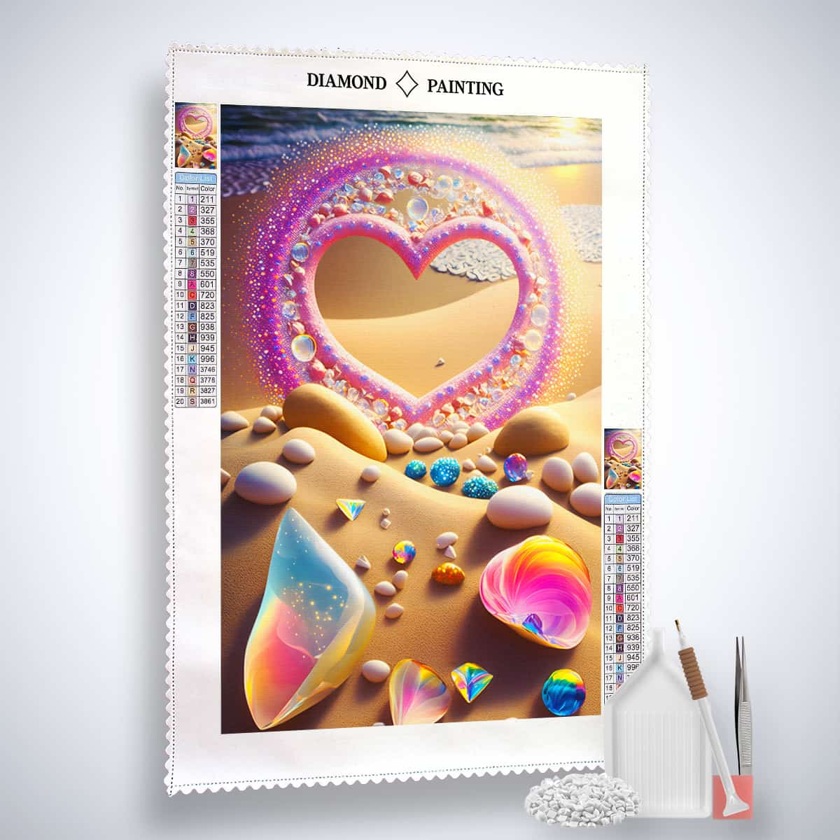 Diamond Painting - Herzstrand - gedruckt in Ultra-HD - Herz, Liebe, Neu eingetroffen, Strand, Vertikal