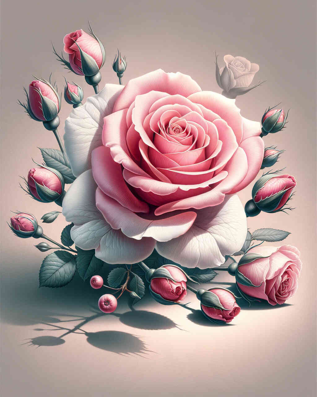 Diamond Painting - Farbtupfer pinke Rose