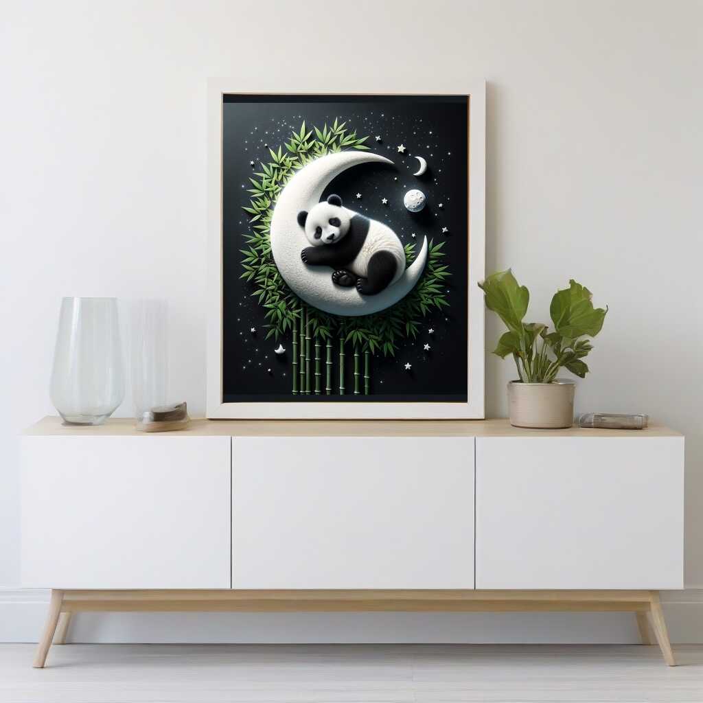Diamond Painting - Pandabären auf dem Mond