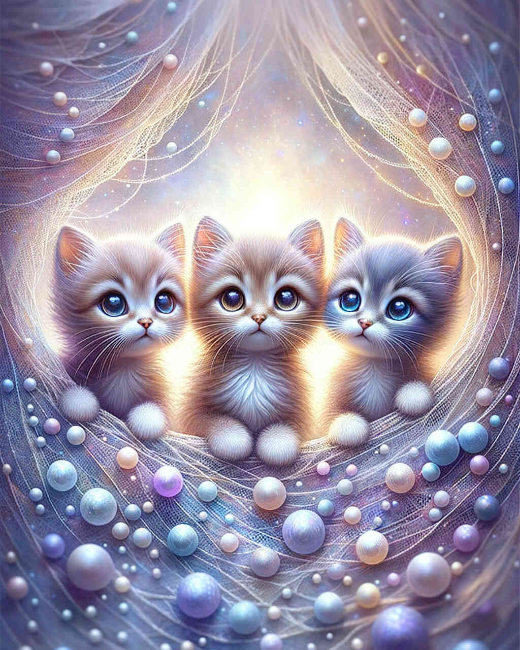 Diamond Painting - Drei Kätzchen schauen hervor