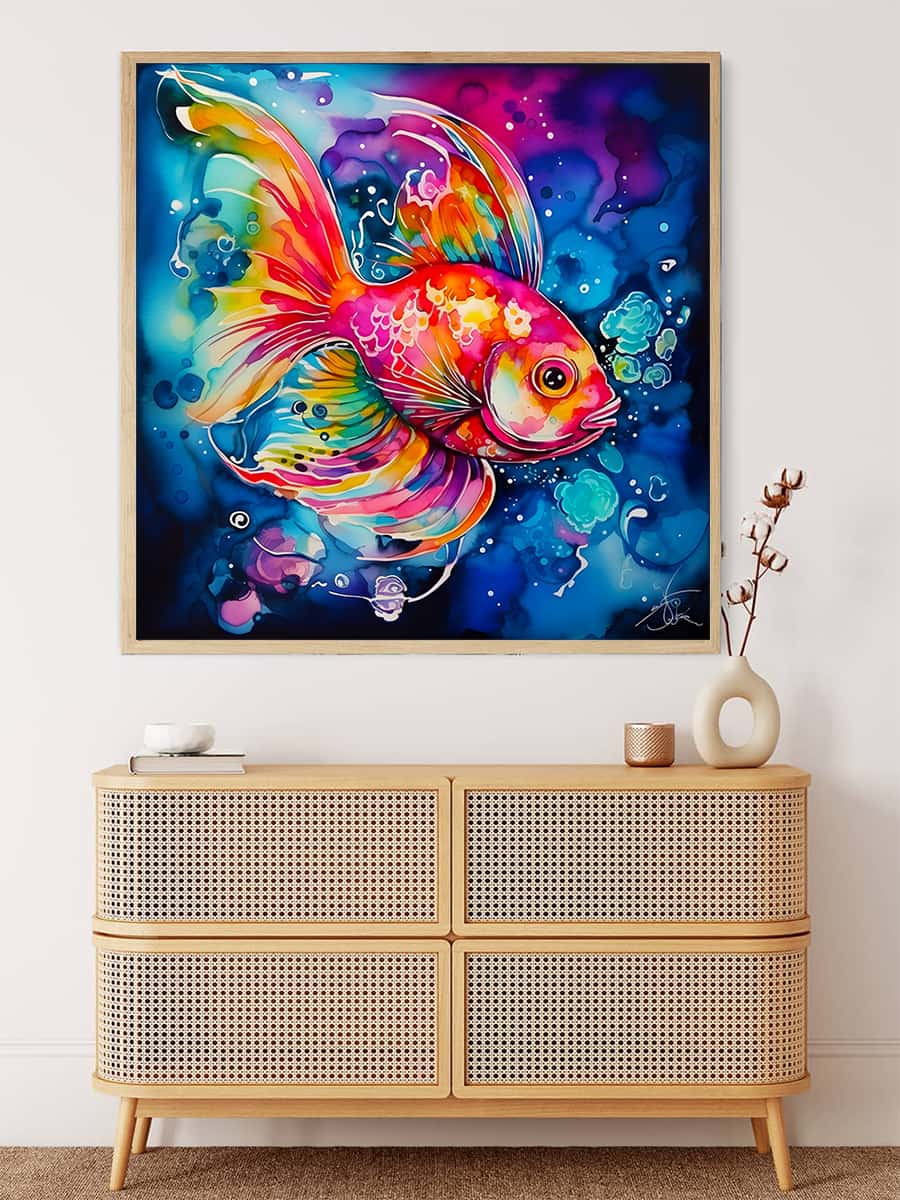 Diamond Painting - Goldfisch Abstrakt - gedruckt in Ultra-HD - Abstrakt, Fische, Neu eingetroffen, Quadratisch