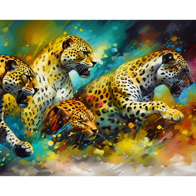 Diamond Painting - Leopardenbande - gedruckt in Ultra-HD - Horizontal, Leoparden, Neu eingetroffen, Tiere