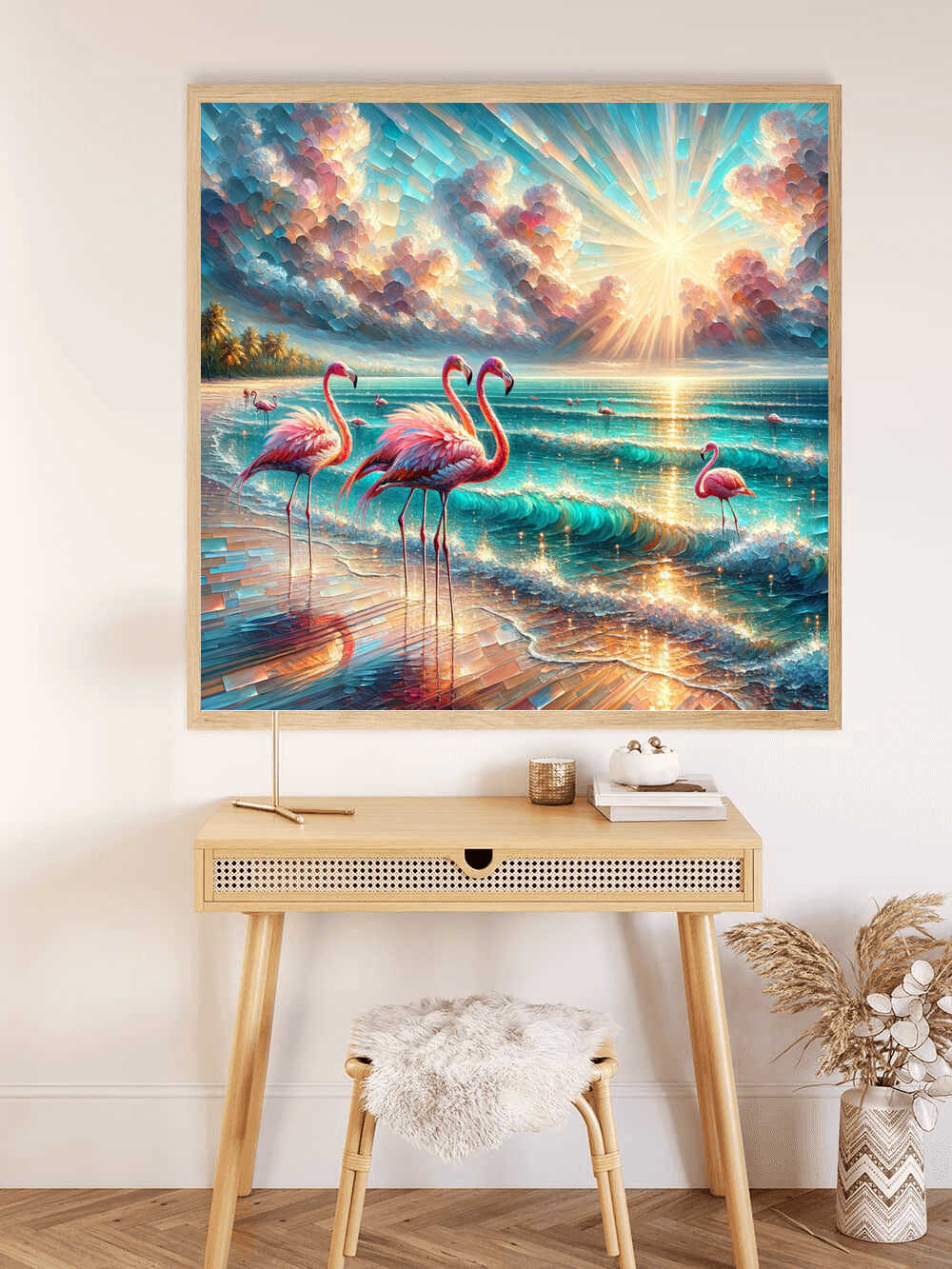 Diamond Painting - Flamingos am Meer