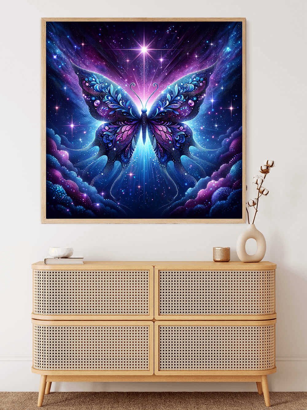Diamond Painting - Lila leuchtender Schmetterling
