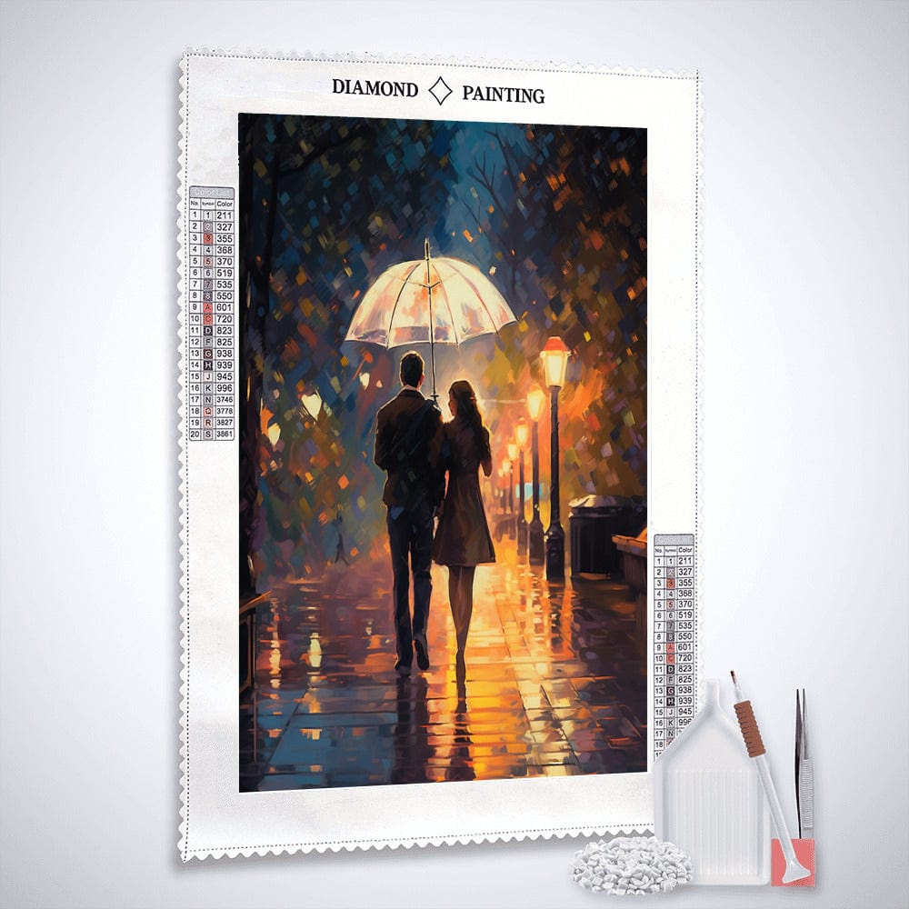 Diamond Painting - Romantisches Pärchen im Regen