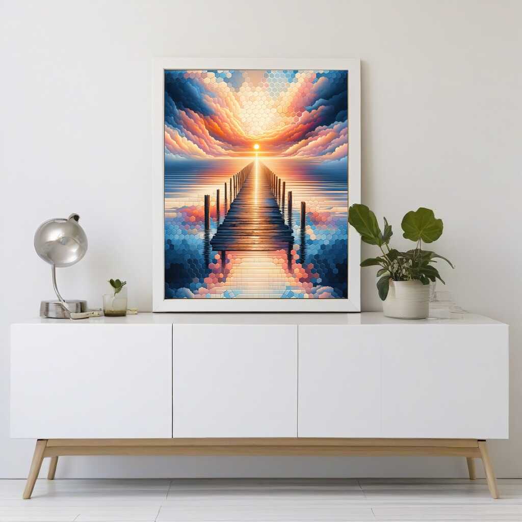 Diamond Painting - Bretter Steg, Sonnenuntergang