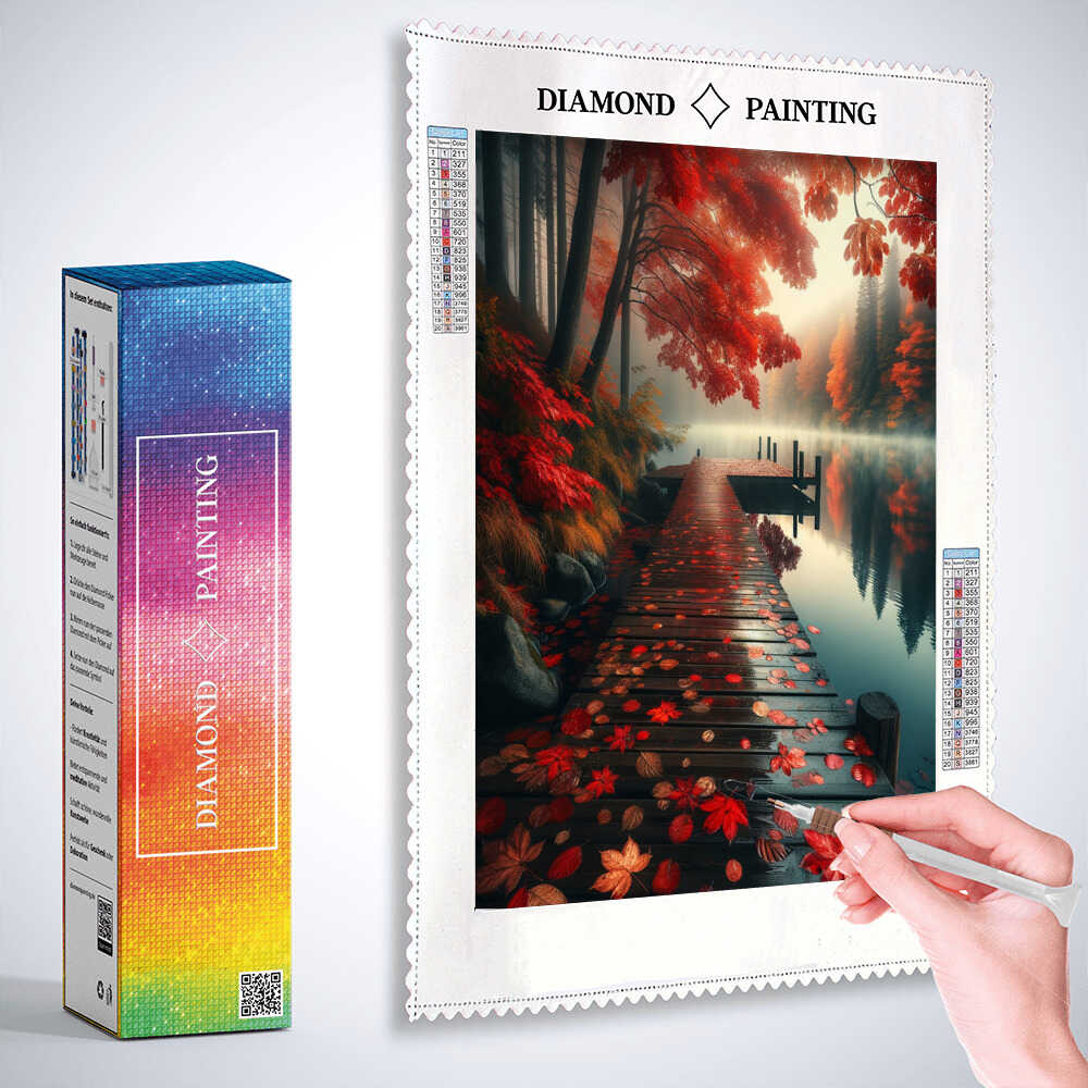 Diamond Painting - Rote Blätter Steg