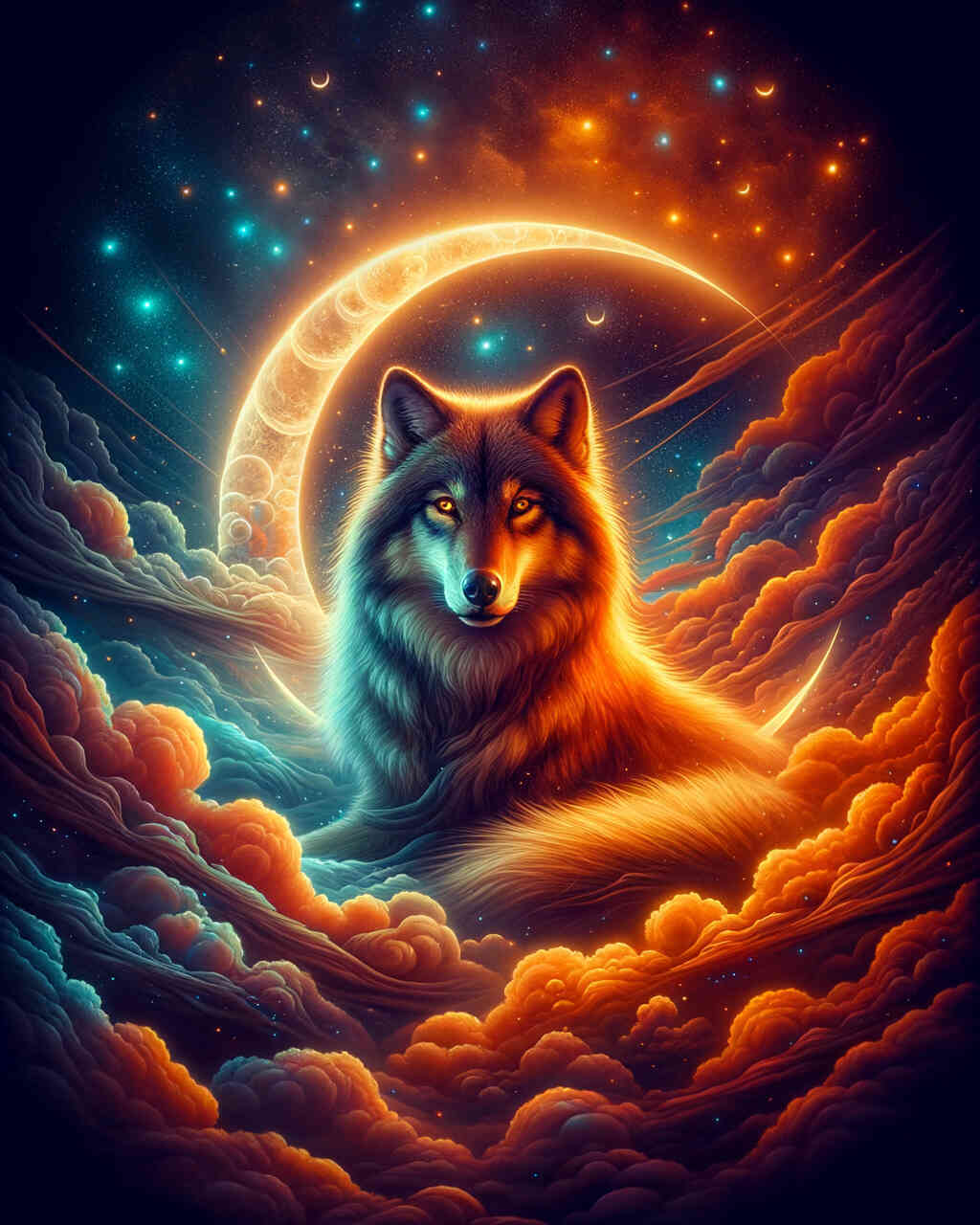 Diamond Painting - Wolf mit Sichelmond