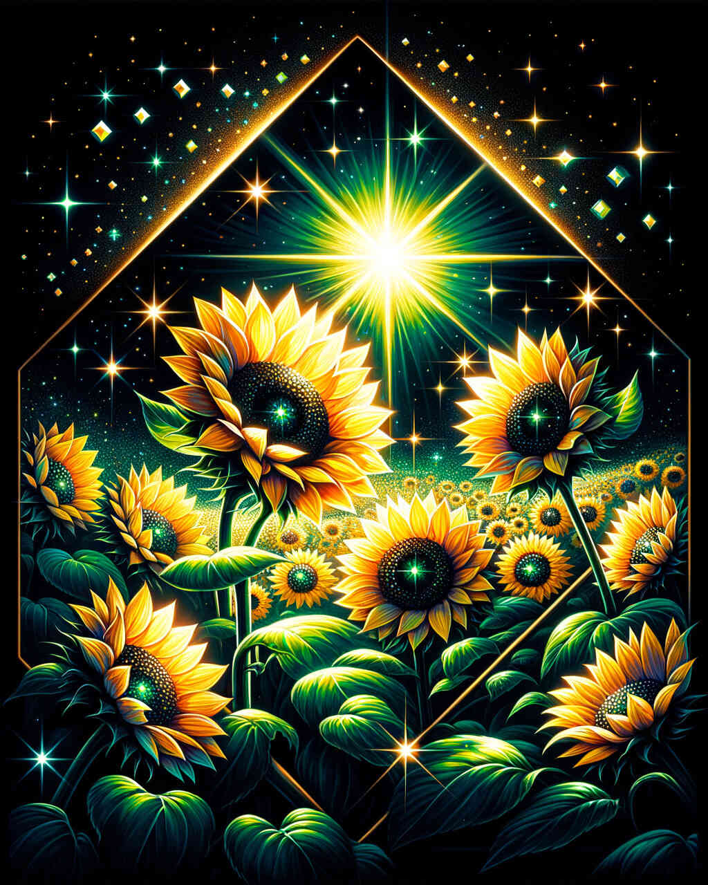 Diamond Painting - Sonnenblumen auf Schwarz