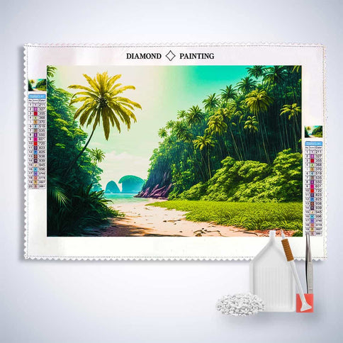 Diamond Painting - Einsame Insel - gedruckt in Ultra-HD - Horizontal, Landschaft, Meer