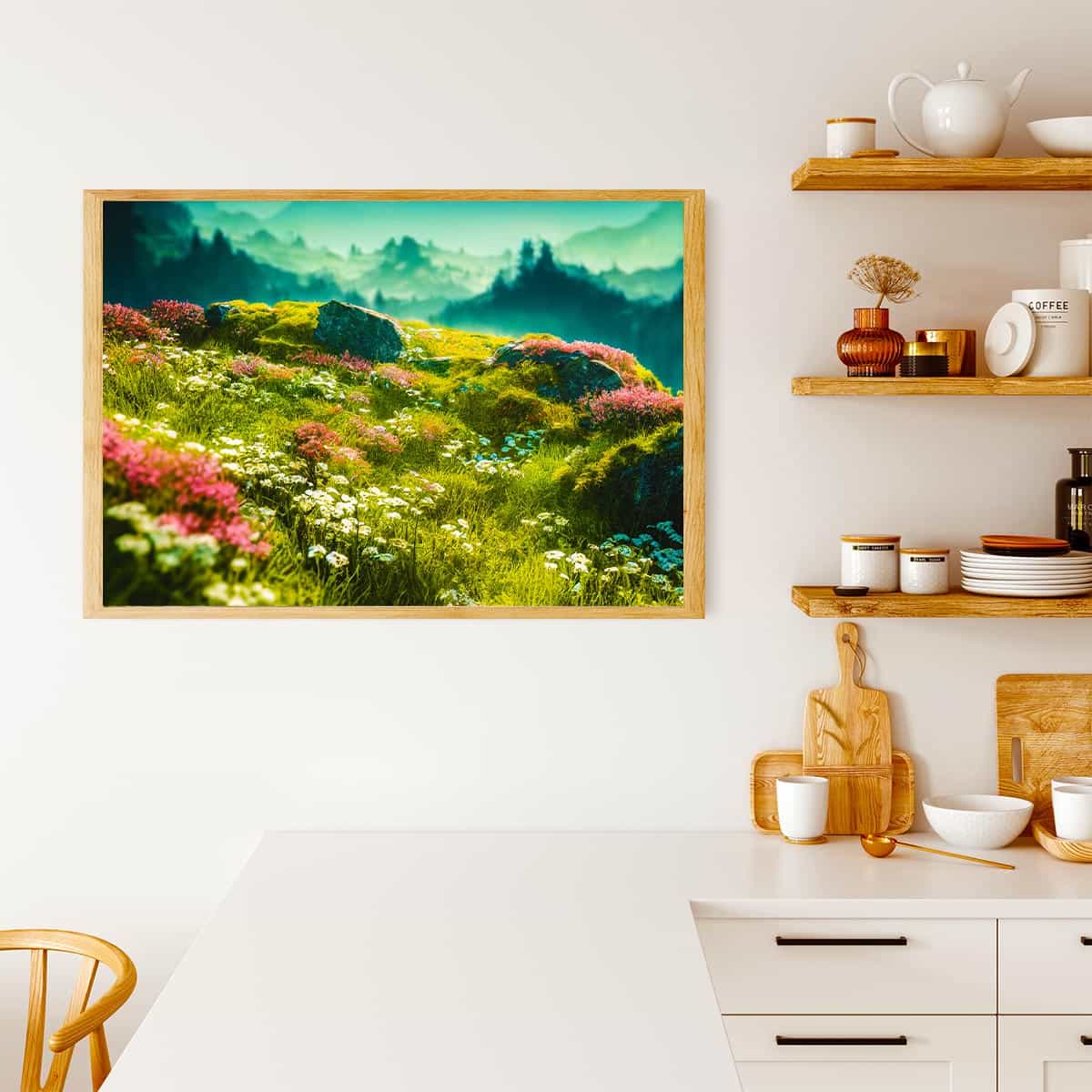 Diamond Painting - Vorsprung, Blumenwiese - gedruckt in Ultra-HD - Berge, Blumen, Horizontal, Landschaft