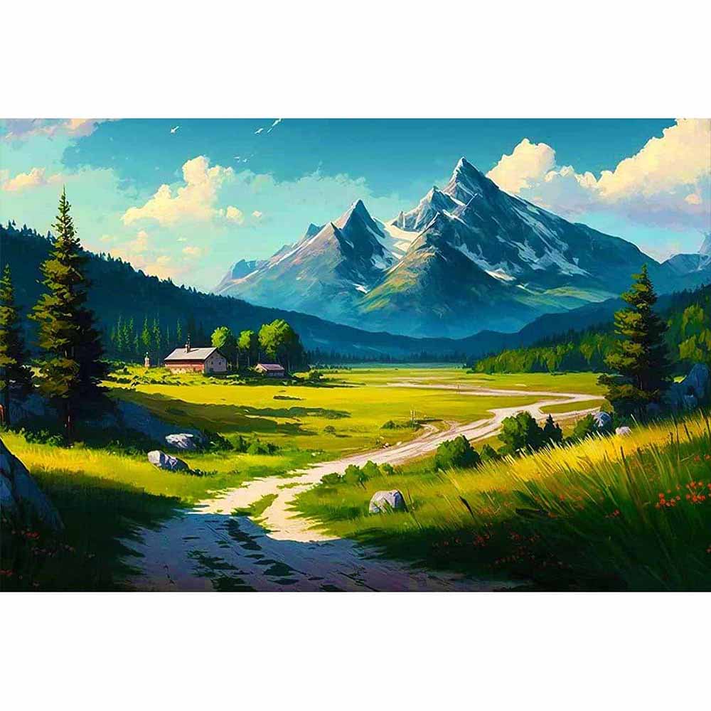 Diamond Painting - Wanderweg auf den Berg - gedruckt in Ultra-HD - Berge, Horizontal, Landschaft