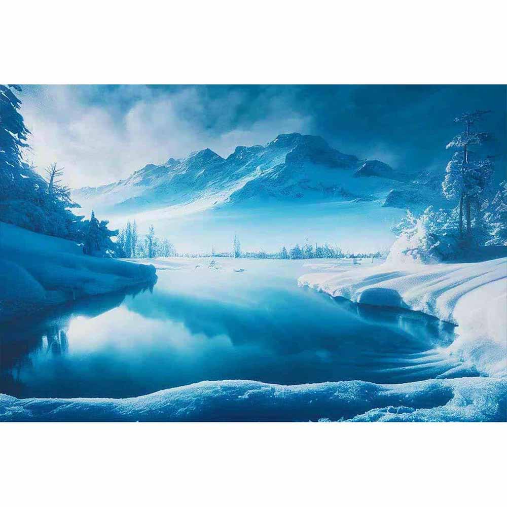 Diamond Painting - Eissee in den Bergen - gedruckt in Ultra-HD - Horizontal, Landschaft, Winter