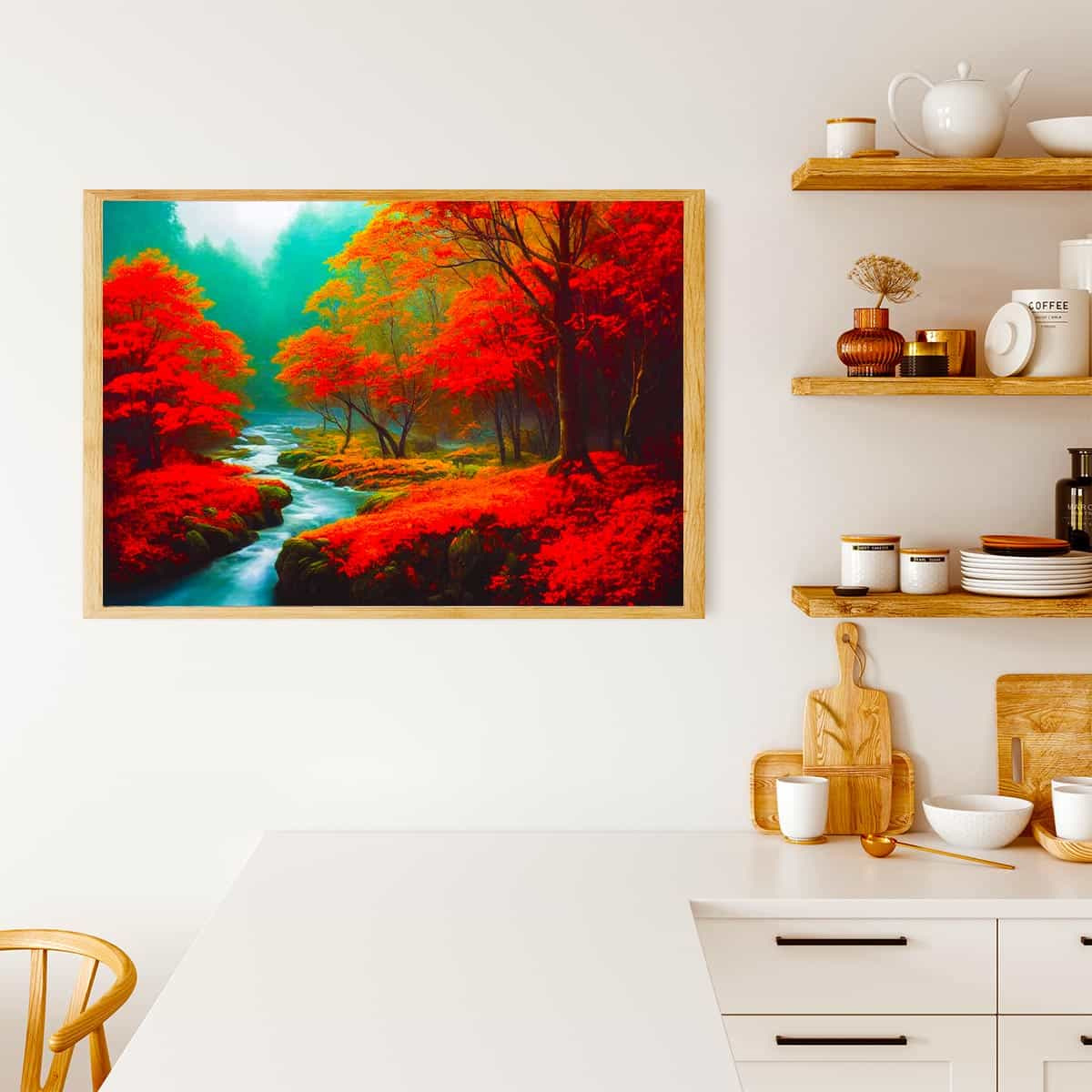 Diamond Painting - Fluss der roten Bäume - gedruckt in Ultra-HD - Fluss, Horizontal, Landschaft