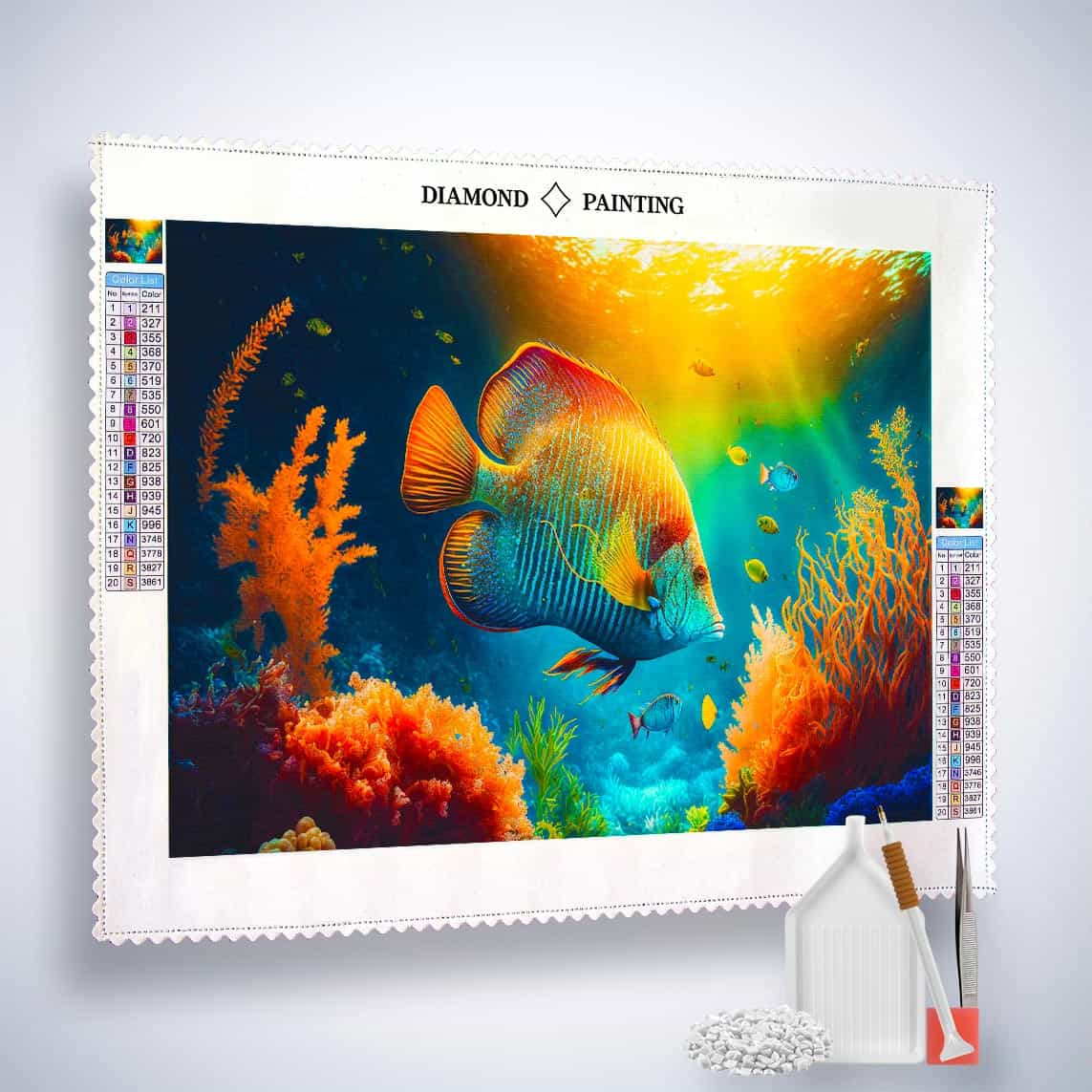 Diamond Painting - Fisch im Sonnenstrahl - gedruckt in Ultra-HD - Fisch, Horizontal, Meer, Tiere