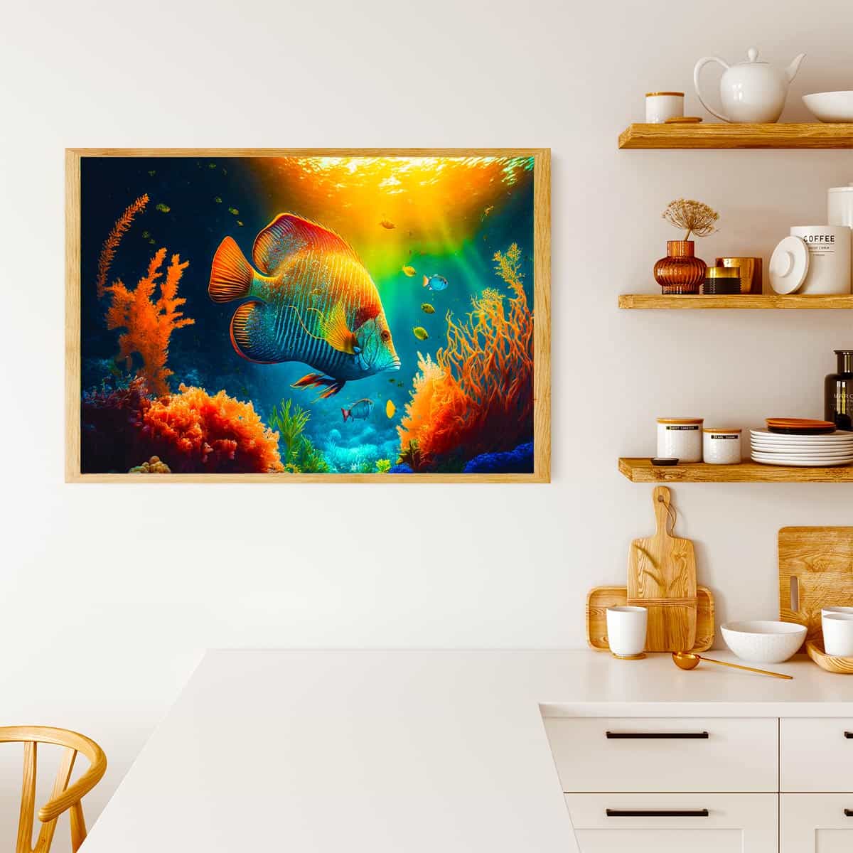 Diamond Painting - Fisch im Sonnenstrahl - gedruckt in Ultra-HD - Fisch, Horizontal, Meer, Tiere