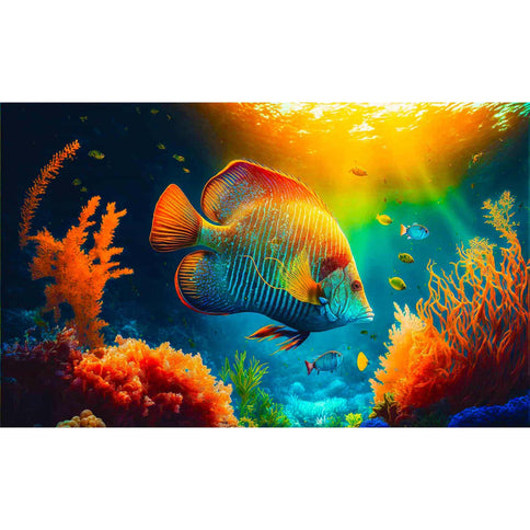 Diamond Painting - Fisch im Sonnenstrahl - gedruckt in Ultra-HD - Fisch, Horizontal, Meer, Tiere