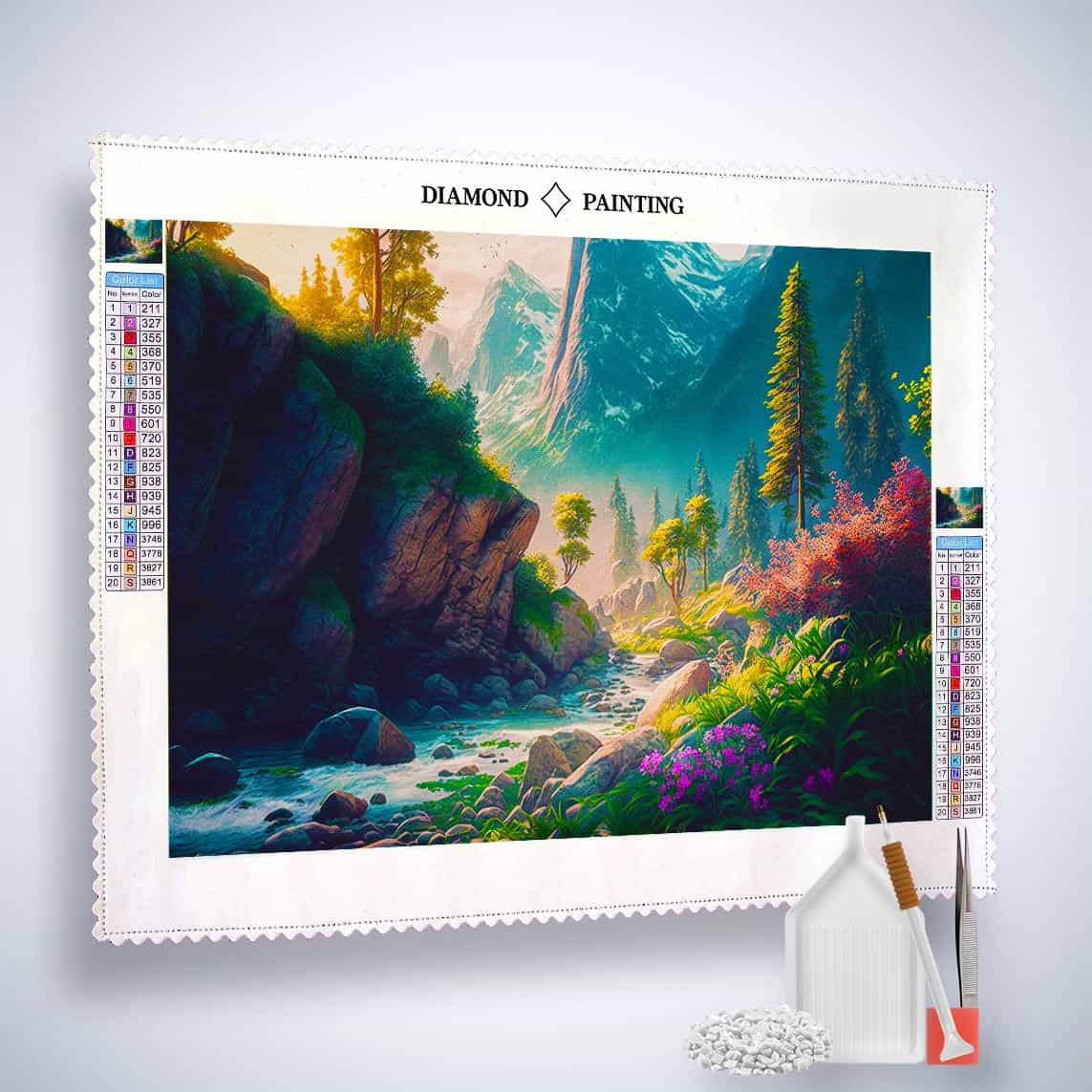 Diamond Painting - Wilder Bergfluss - gedruckt in Ultra-HD - Fluss, Horizontal, Landschaft