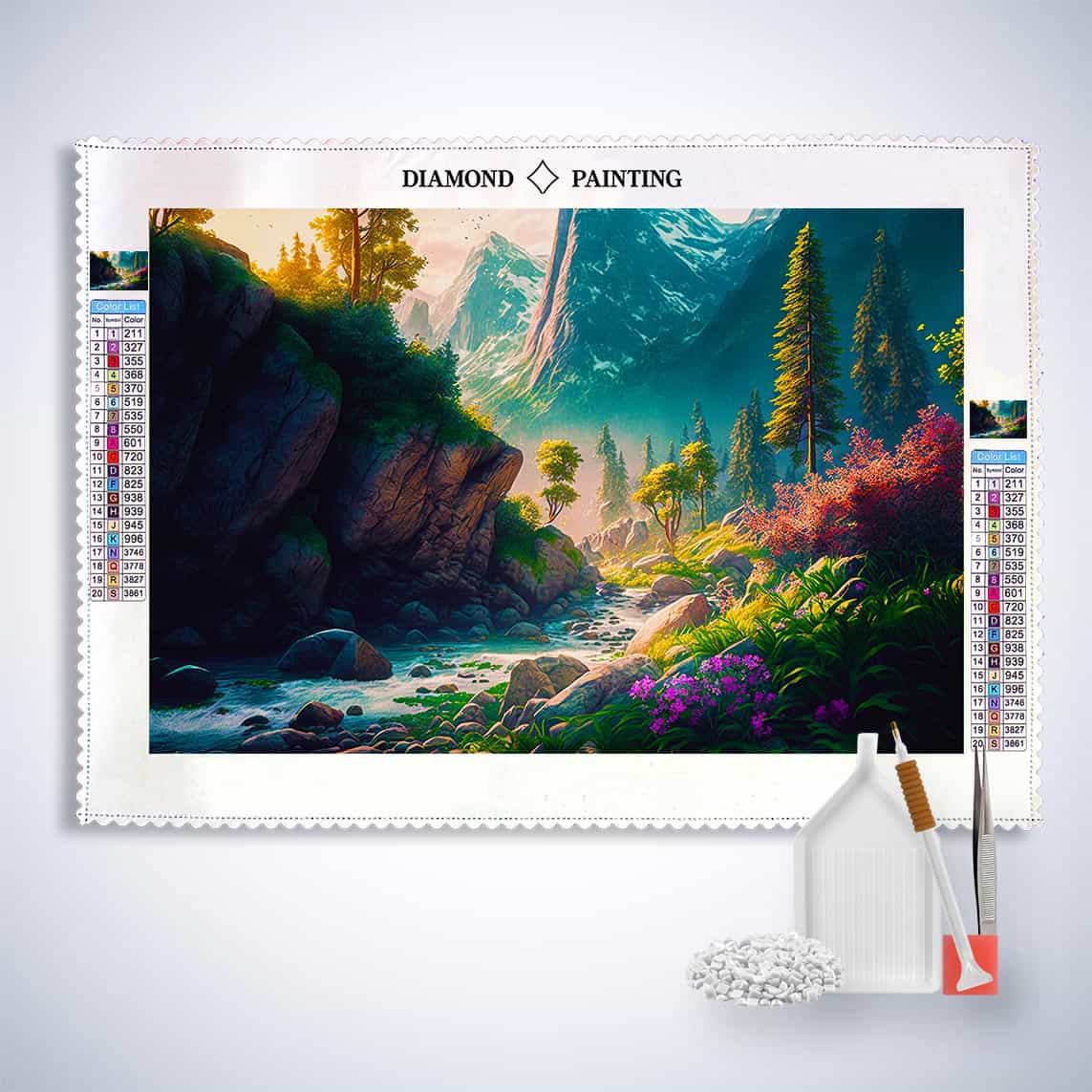 Diamond Painting - Wilder Bergfluss - gedruckt in Ultra-HD - Fluss, Horizontal, Landschaft