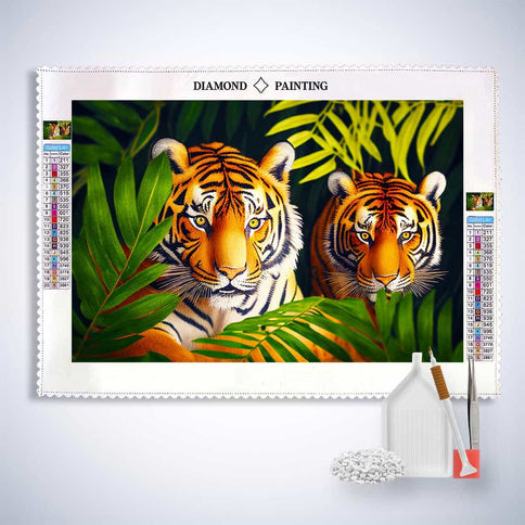Diamond Painting - Tigerpaar - gedruckt in Ultra-HD - Horizontal, Tiger