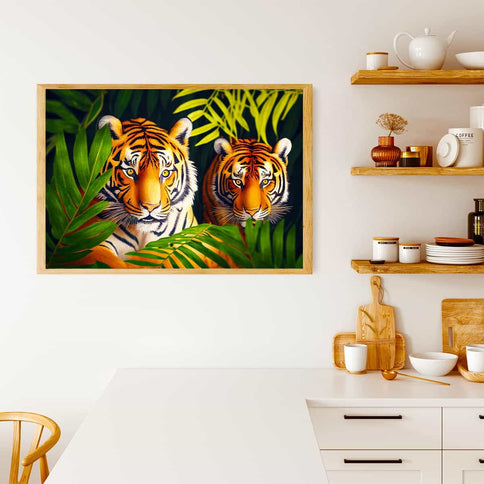 Diamond Painting - Tigerpaar - gedruckt in Ultra-HD - Horizontal, Tiger