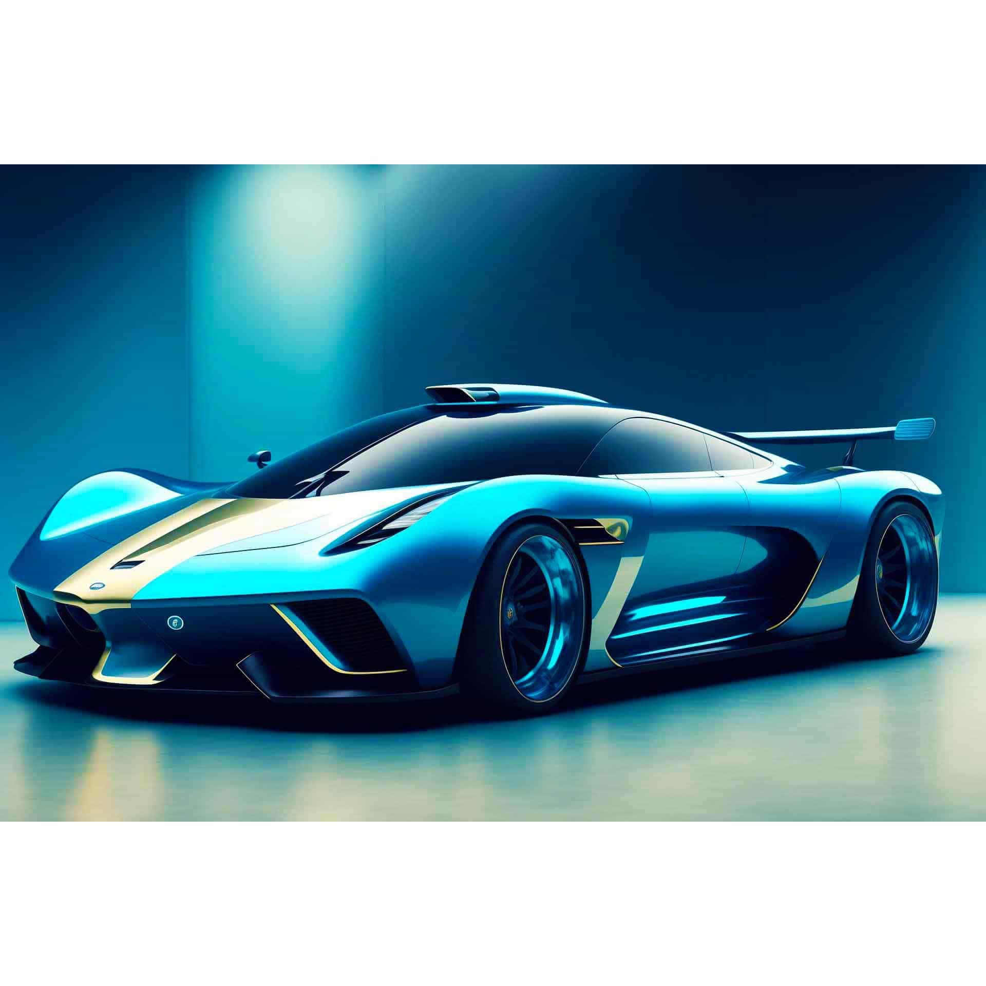 Diamond Painting - Blauer Sportwagen - gedruckt in Ultra-HD - Auto, Horizontal