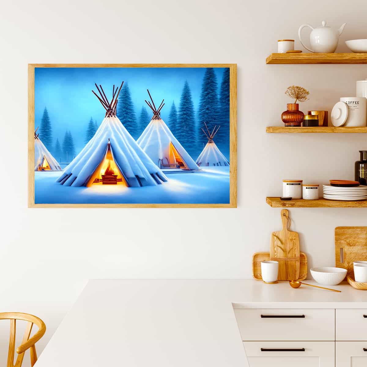 Diamond Painting - Zelte im Schnee - gedruckt in Ultra-HD - Horizontal, Landschaft, Winter