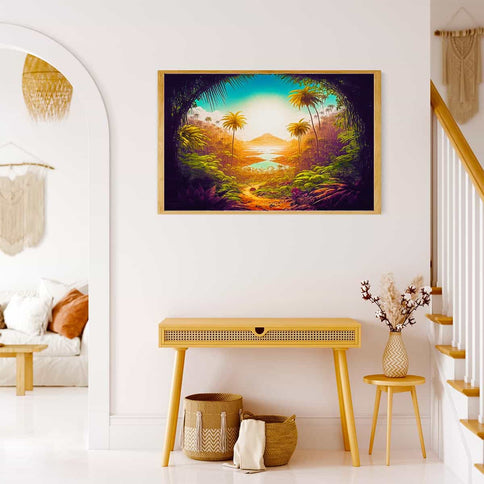 Diamond Painting - Ausblick, Palmen - gedruckt in Ultra-HD - Horizontal, Landschaft, Meer