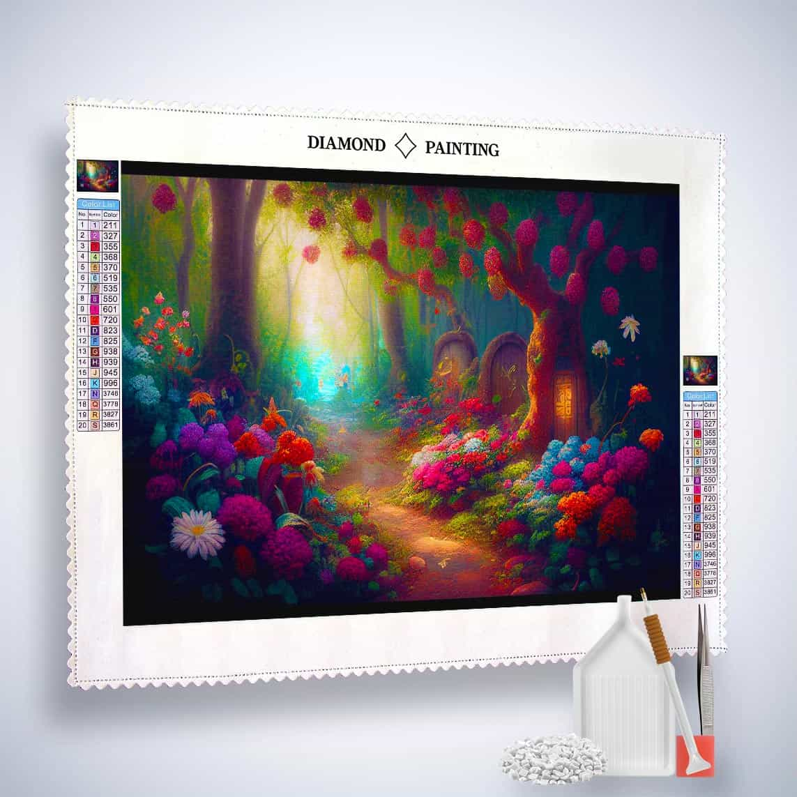 Diamond Painting - Blumenweg im Wald - gedruckt in Ultra-HD - Horizontal, Landschaft, Wald