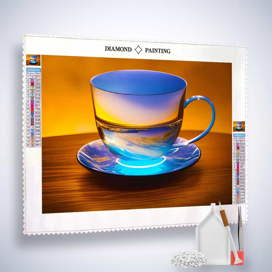 Diamond Painting - Teeausblick - gedruckt in Ultra-HD - Horizontal, Küche, Landschaft