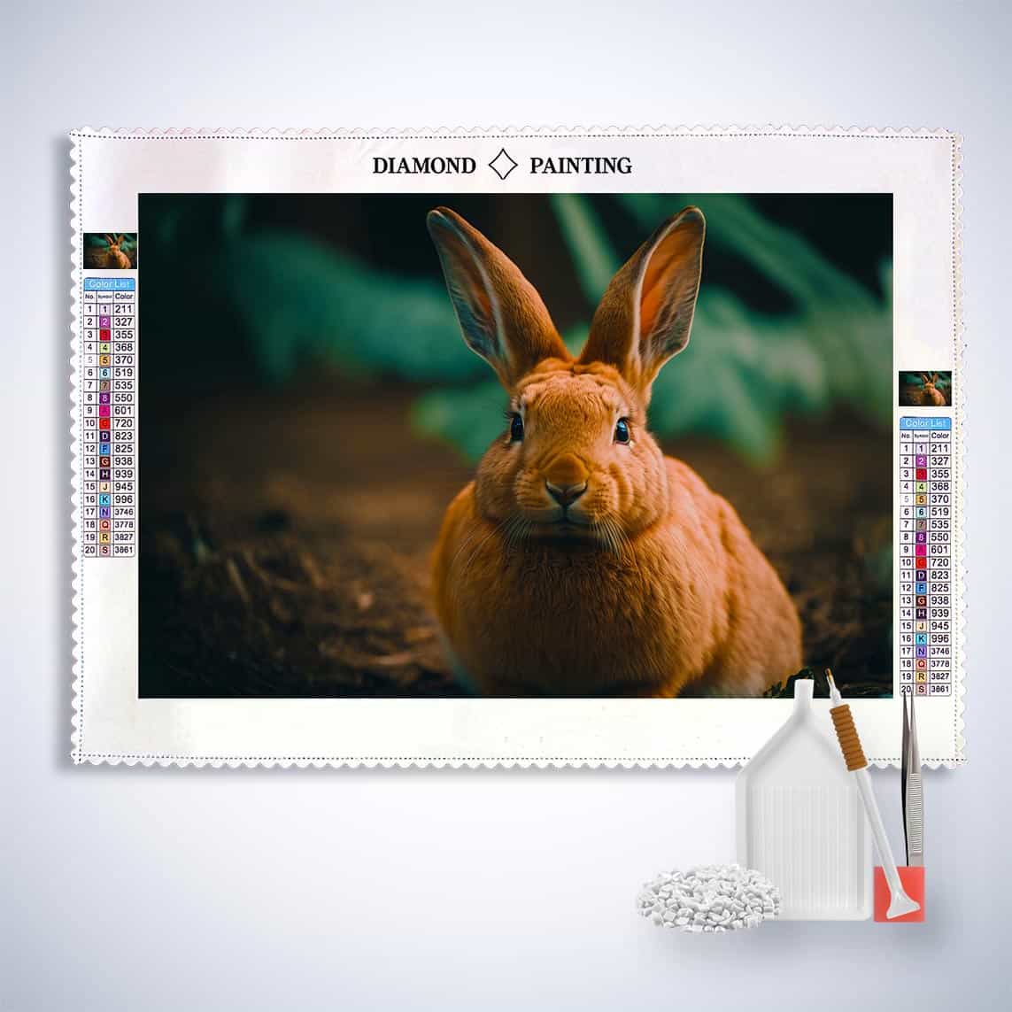 Diamond Painting - Kaninchen im Wald - gedruckt in Ultra-HD - Hase, Horizontal, Tiere