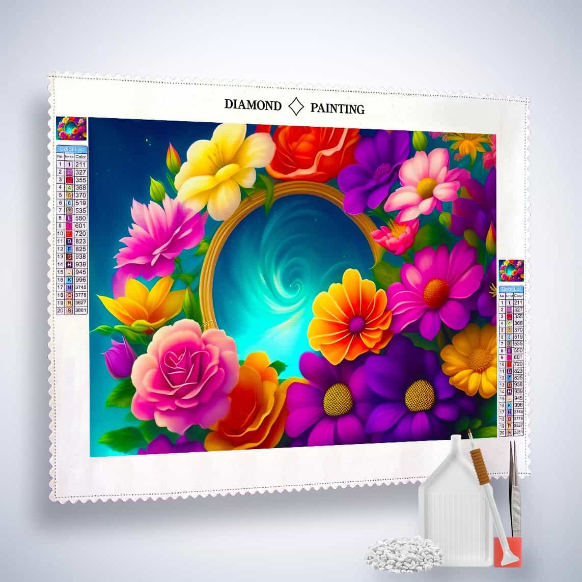 Diamond Painting - Blumenstrudel - gedruckt in Ultra-HD - Abstrakt, Blumen, Horizontal