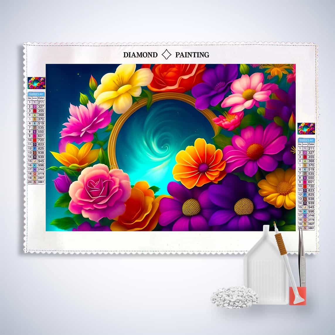 Diamond Painting - Blumenstrudel - gedruckt in Ultra-HD - Abstrakt, Blumen, Horizontal