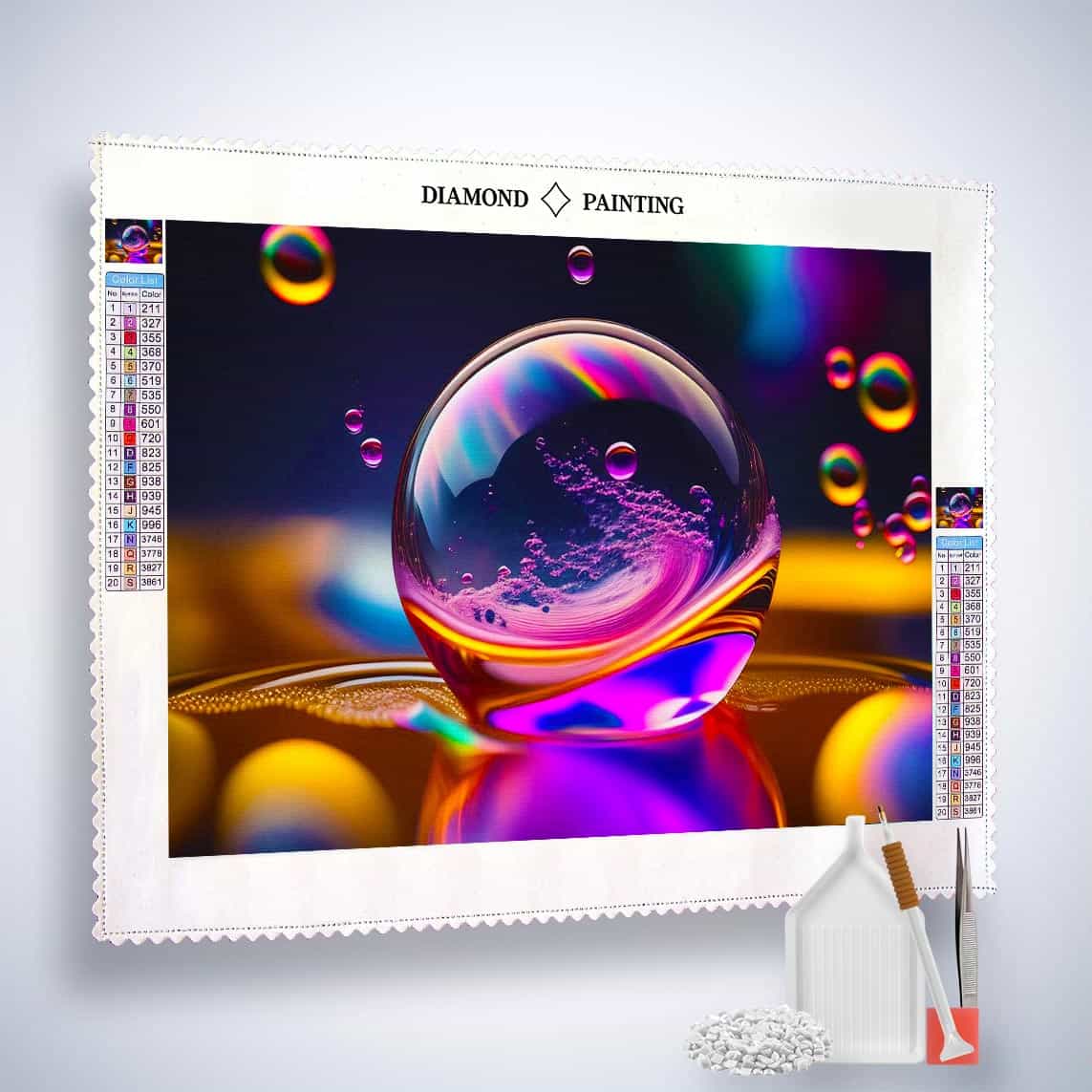 Diamond Painting - Wassertropfenkugel - gedruckt in Ultra-HD - Abstrakt, Horizontal