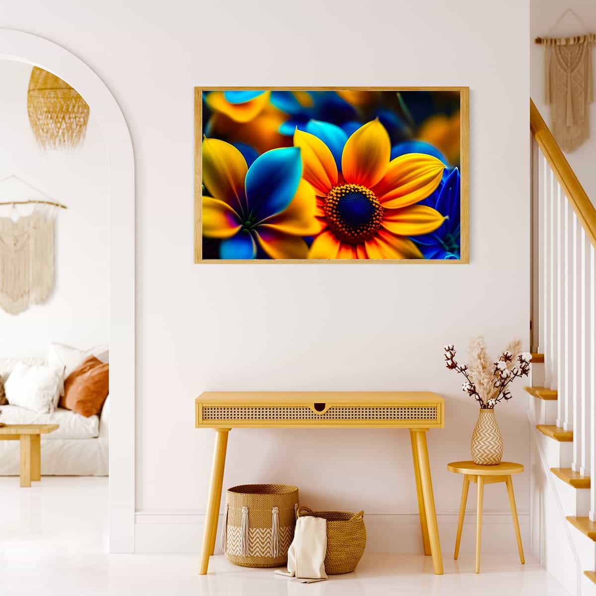Diamond Painting - Gelb und Blaue Sonnenblume - gedruckt in Ultra-HD - Blumen, Horizontal, Sonnenblume