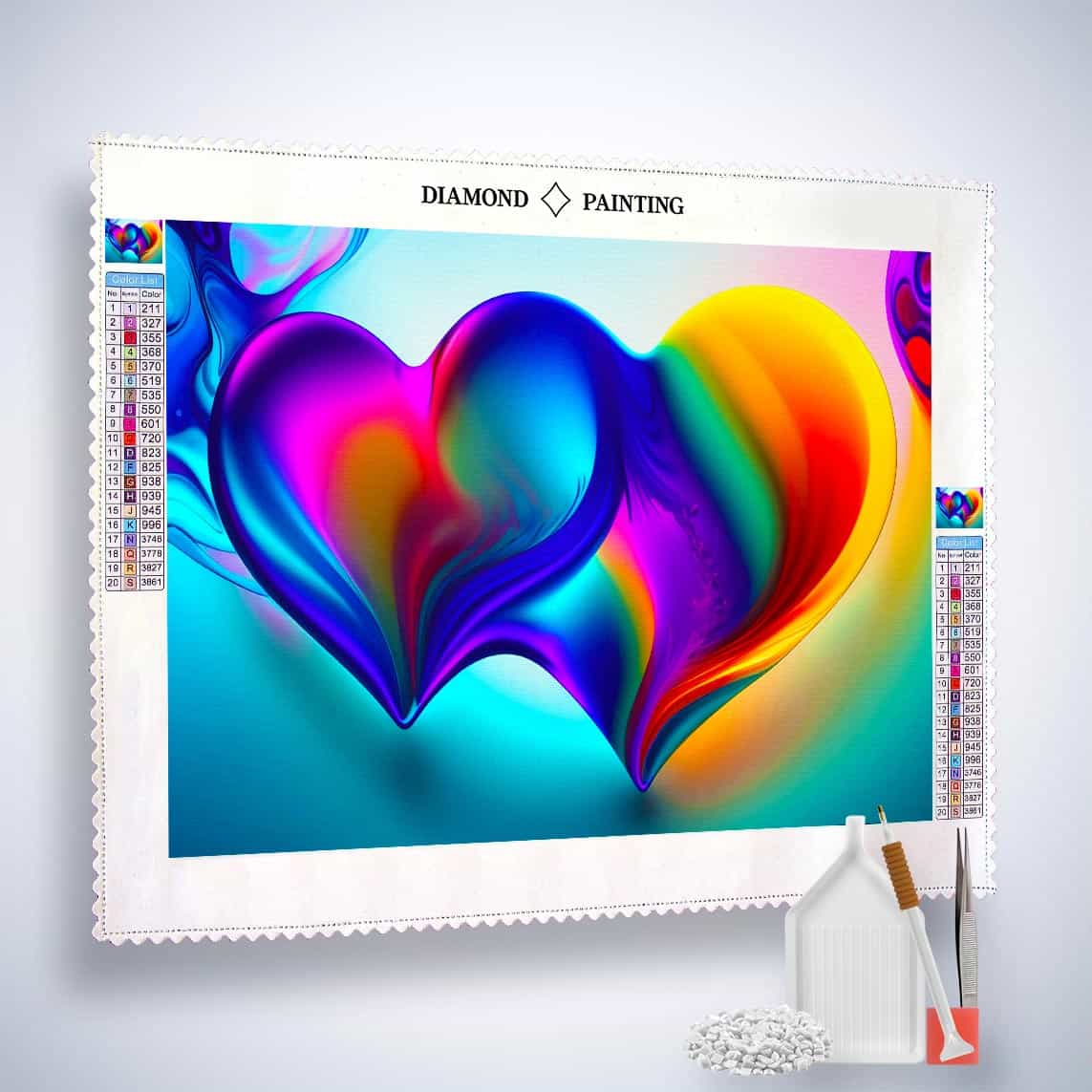 Diamond Painting - Ein Herz für Zwei - gedruckt in Ultra-HD - Abstrakt, Herz, Horizontal, Liebe