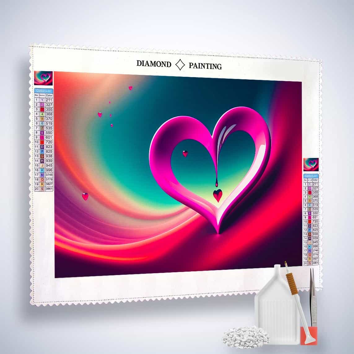 Diamond Painting - Herzschweif - gedruckt in Ultra-HD - Abstrakt, Herz, Horizontal, Liebe