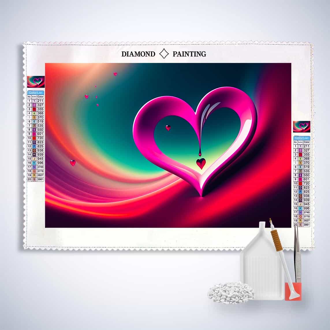 Diamond Painting - Herzschweif - gedruckt in Ultra-HD - Abstrakt, Herz, Horizontal, Liebe