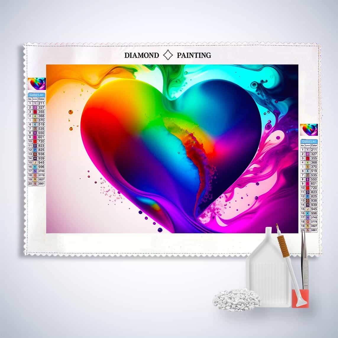 Diamond Painting - Farbwolke, Herz - gedruckt in Ultra-HD - Abstrakt, Herz, Horizontal, Liebe