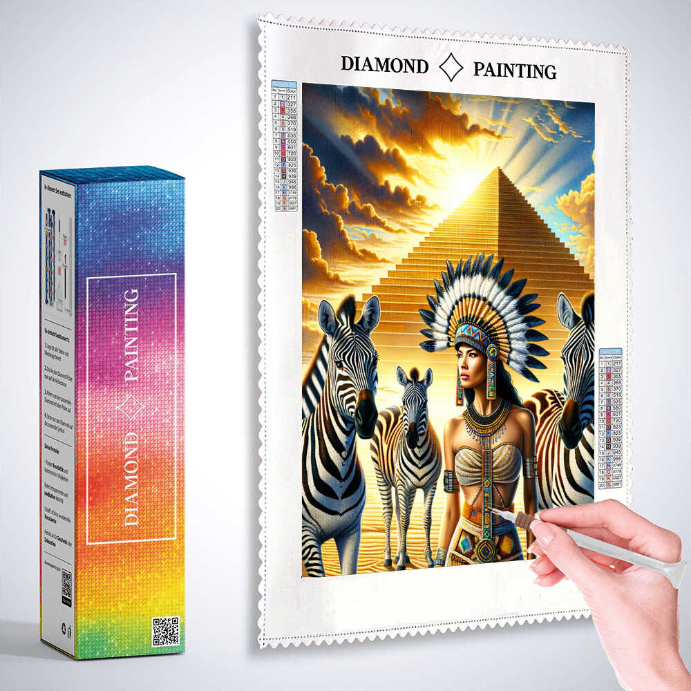 Diamond Painting - Zebra und Tempel