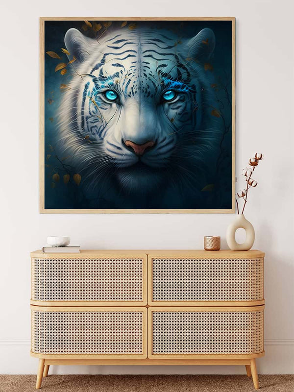 Malen nach Zahlen - Weißer Tiger Frontal - hochwertige Leinwand - 170523, Neu eingetroffen, Quadratisch, Tiere, Tiger