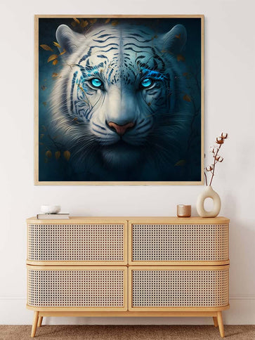 Diamond Painting - Weißer Tiger Frontal - gedruckt in Ultra-HD - Neu eingetroffen, Quadratisch, Tiere, Tiger