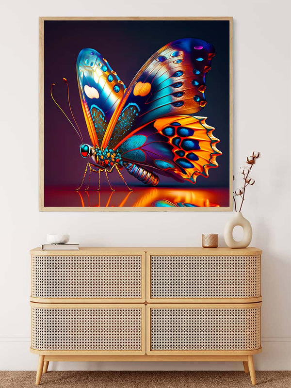 Malen nach Zahlen - Schmetterling Orange - hochwertige Leinwand - 170523, Neu eingetroffen, Quadratisch, Schmetterling, Tiere