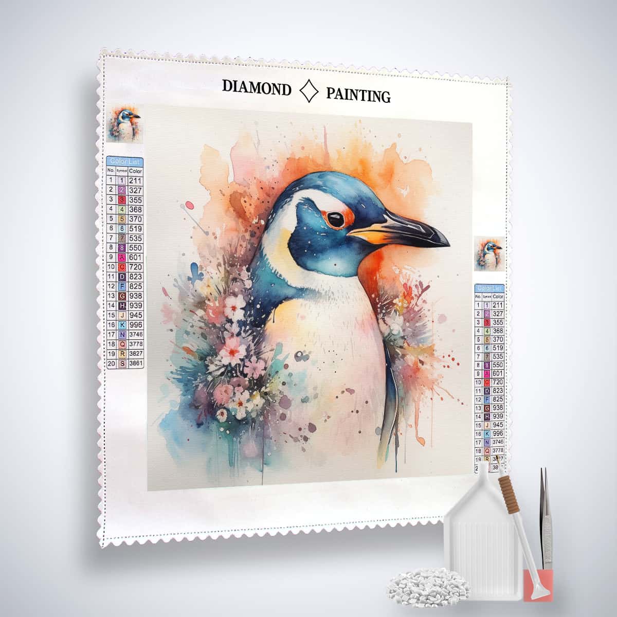 Diamond Painting - Witziger Pinguin - gedruckt in Ultra-HD - Aquarell, Neu eingetroffen, Pinguin, TiereQuadratisch