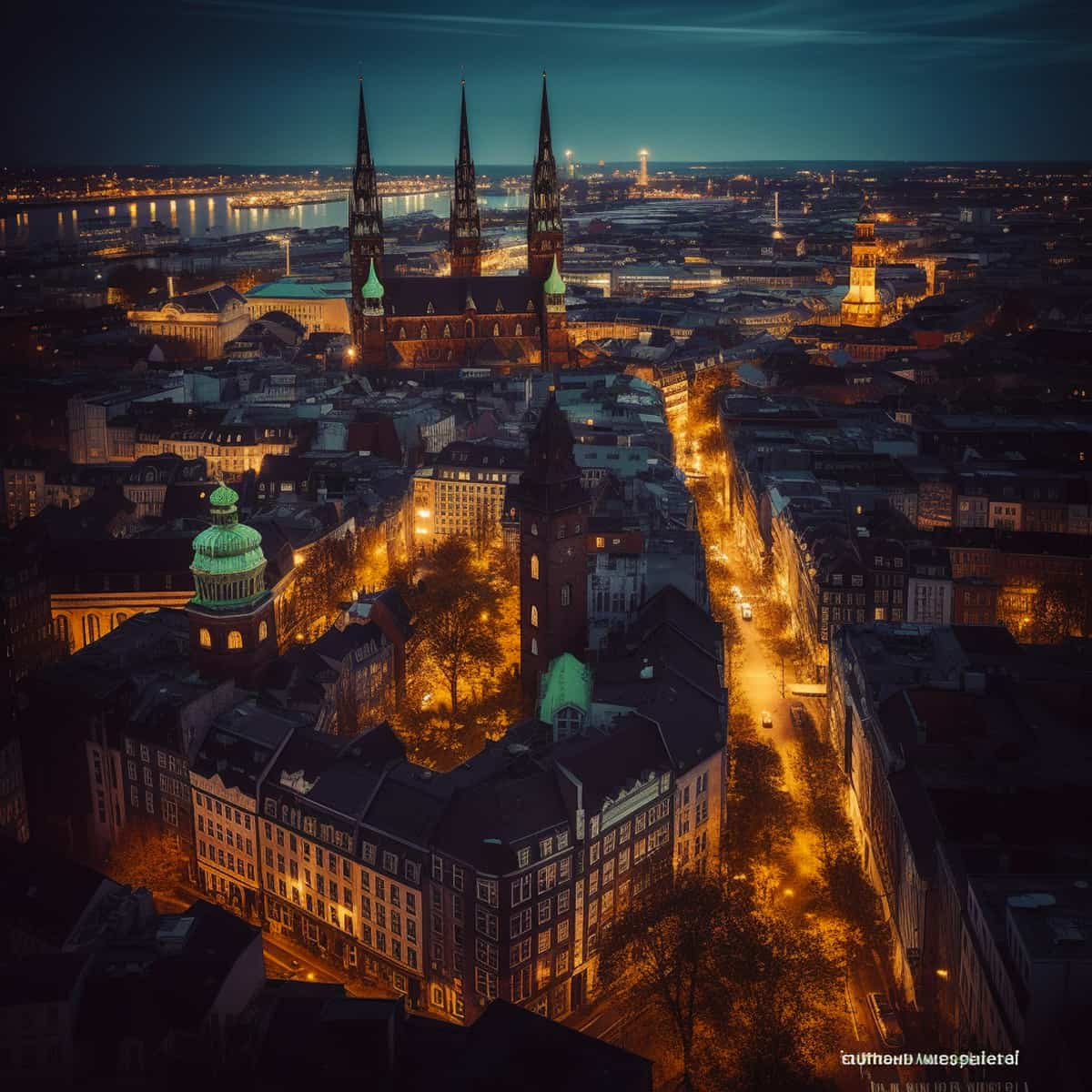 Diamond Painting - Hamburg bei Nacht - gedruckt in Ultra-HD - Hamburg, Neu eingetroffen, Quadratisch, Städte