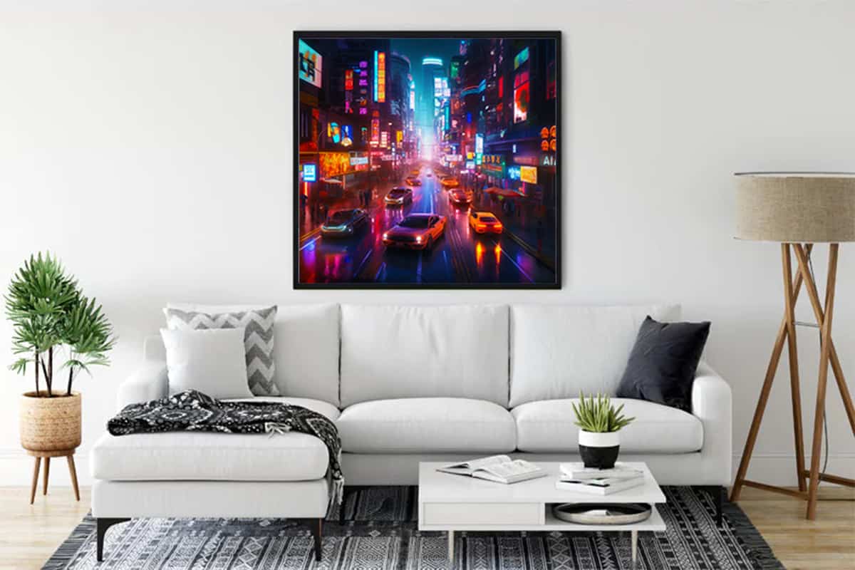 Diamond Painting - Stadtnacht in Neonlichtern - gedruckt in Ultra-HD - Autos, Neu eingetroffen, Quadratisch, Städte