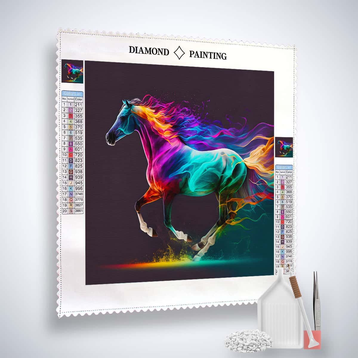 AB Diamond Painting - Galoppierendes Neonpferd - gedruckt in Ultra-HD - AB Diamond, Neu eingetroffen, Pferd, Quadratisch, Tiere