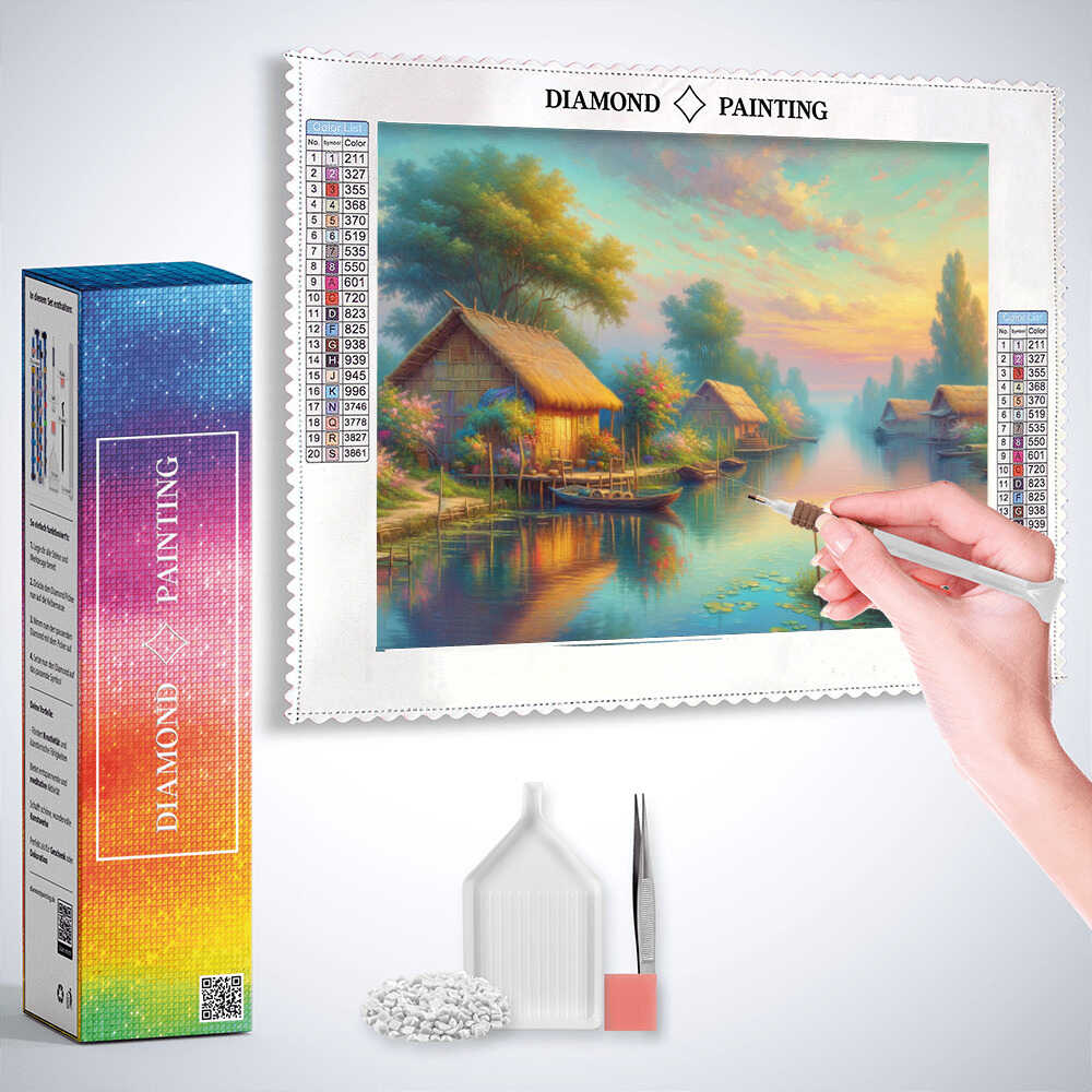 Diamond Painting - Fischerhaus am Fluss