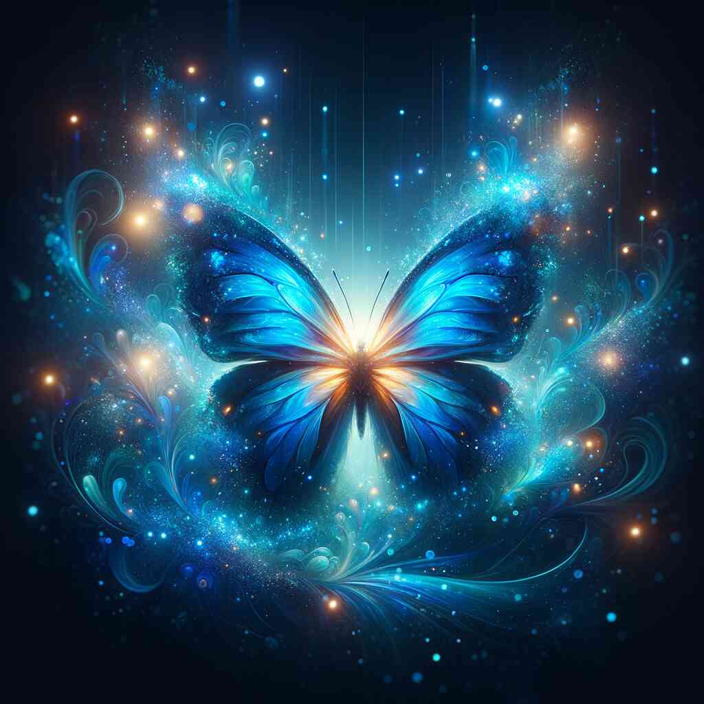 Diamond Painting - Blauer leuchtender Schmetterling